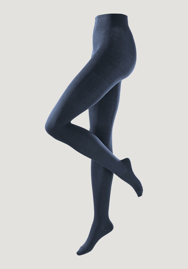 hessnatur Blickdichte Strumpfhose aus Bio-Baumwolle - blau - Größe 40/42