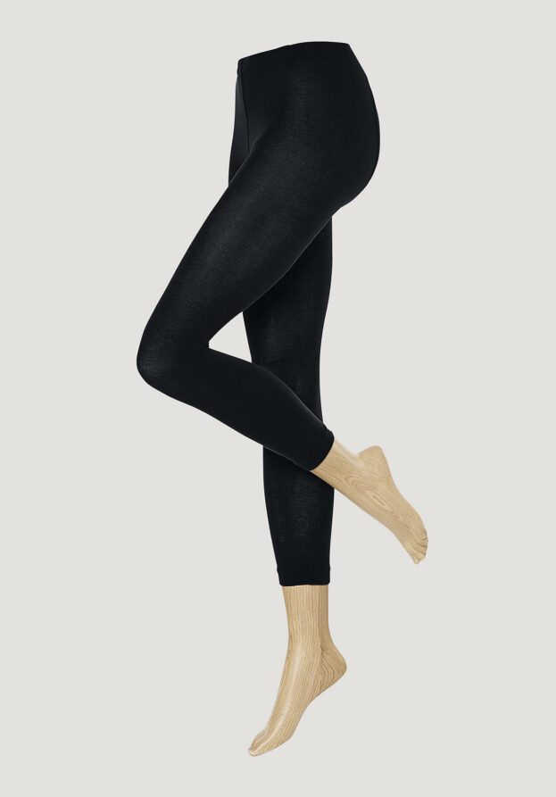 hessnatur Feinstrumpf-Leggings aus Bio-Baumwolle - schwarz - Größe 48/50