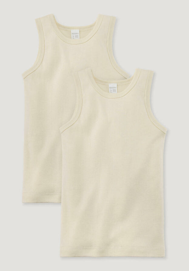 hessnatur Kinder  Achselshirt Slim 2er-Set aus Bio-Baumwolle - natur - Größe 122/128