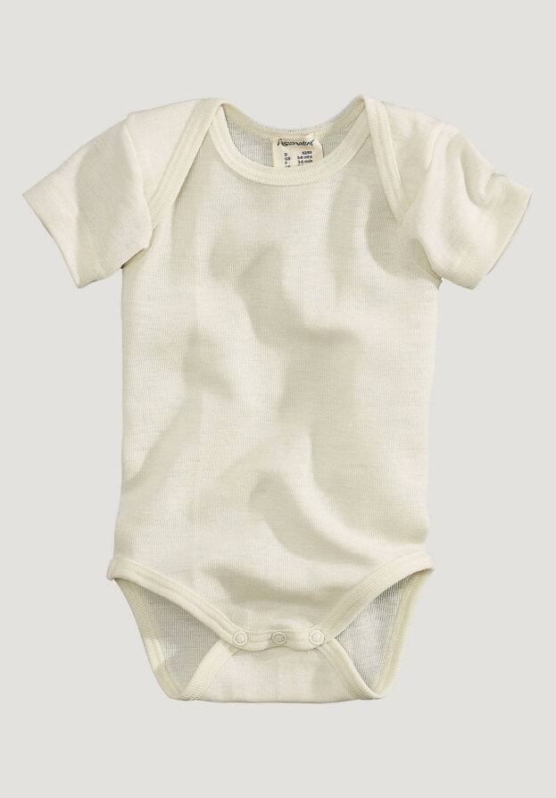 hessnatur Baby Body Slim aus Bio-Merinowolle mit Seide - natur - Größe 62/68