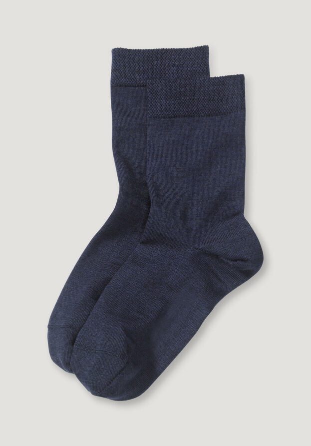 hessnatur Damen Merino-Socken im 2er-Pack aus Bio-Merinowolle mit Bio-Baumwolle - blau - Größe 41-43