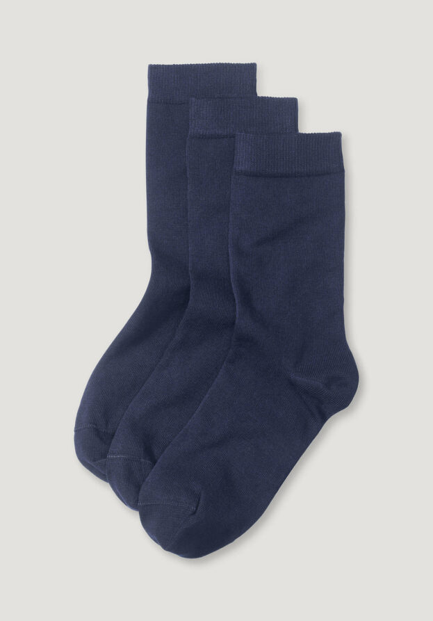 hessnatur Damen-Socken im 3er-Pack aus Bio-Baumwolle - blau - Größe 41-43