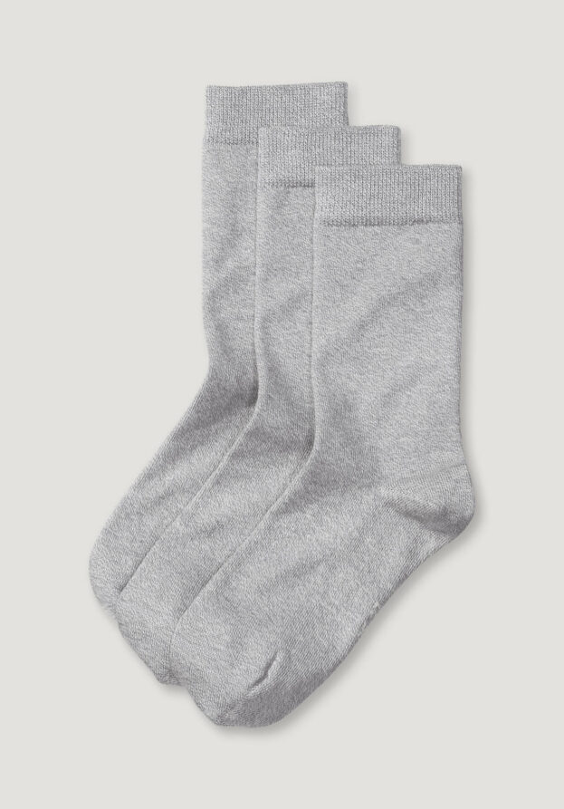 hessnatur Damen-Socken im 3er-Pack aus Bio-Baumwolle - grau - Größe 41-43