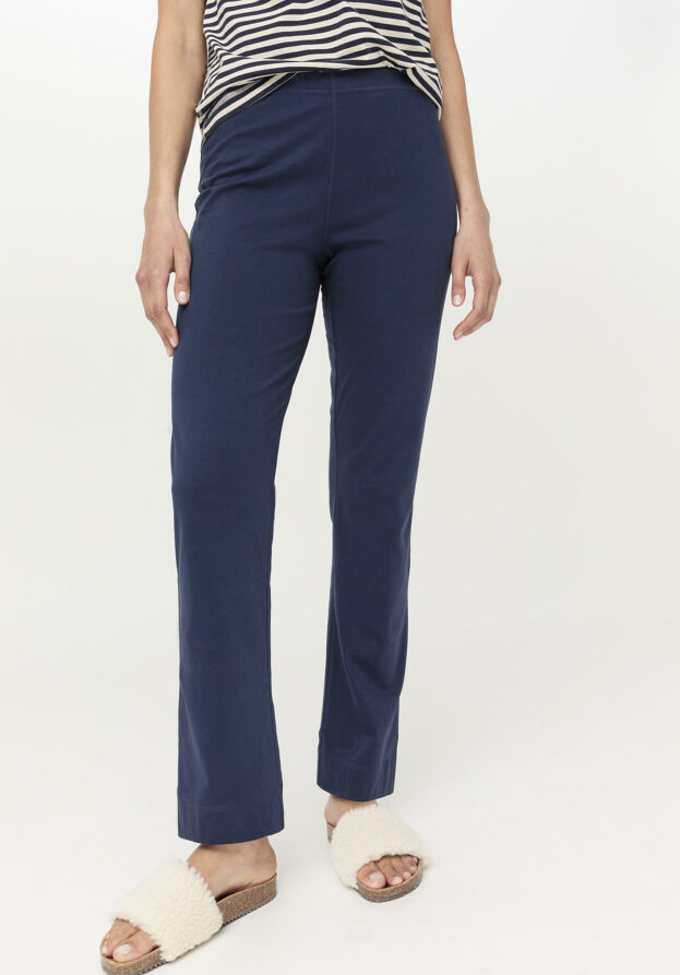 hessnatur Damen Schlafhose Regular PURE COTTON - blau - Größe 36