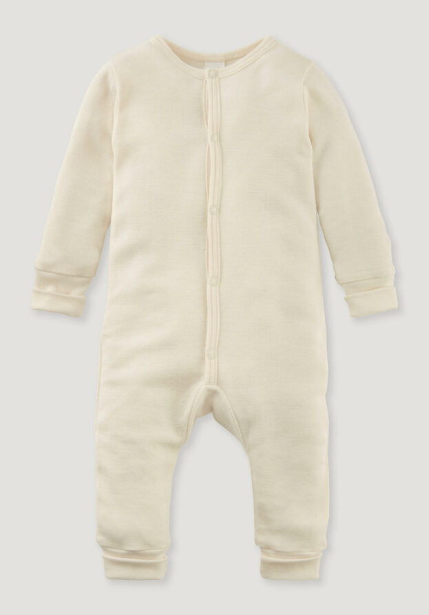 hessnatur Baby Schlafoverall Regular aus Bio-Baumwolle mit Merinowolle und Seide - natur - Größe 86/92