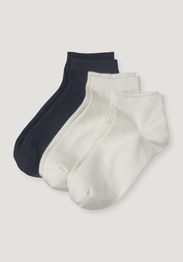 hessnatur Kinder  Sneaker Socken im 3er-Pack aus Bio-Baumwolle - blau - Größe 31-34