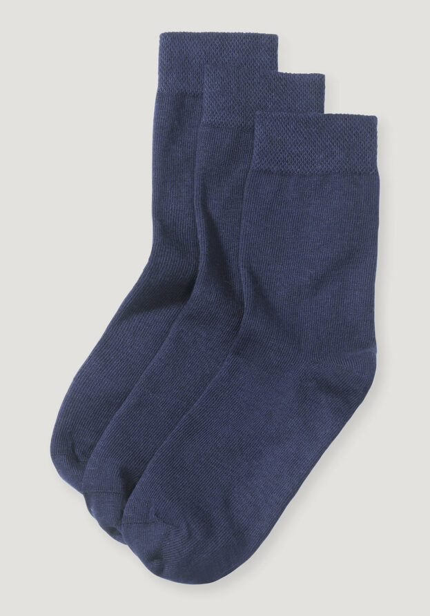 hessnatur Kinder  Socken im 3er- Pack aus Bio-Baumwolle - blau - Größe 27-30