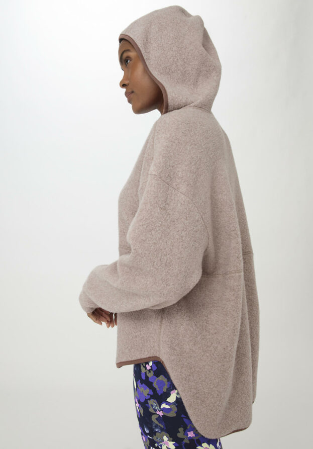 hessnatur Loungewear Fleece Hoodie Relaxed ACTIVE LIGHT aus Bio-Baumwolle - beige - Größe M