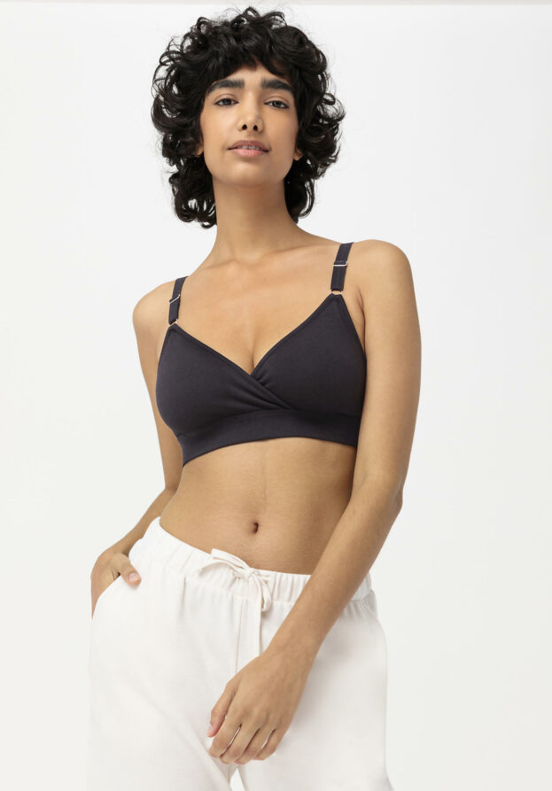 hessnatur Damen Still-Bustier aus Bio-Baumwolle - schwarz - Größe L