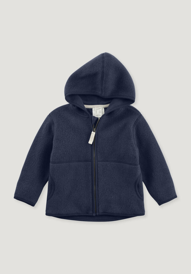 hessnatur Baby Fleece Jacke Regular aus Bio-Baumwolle - blau - Größe 74/80