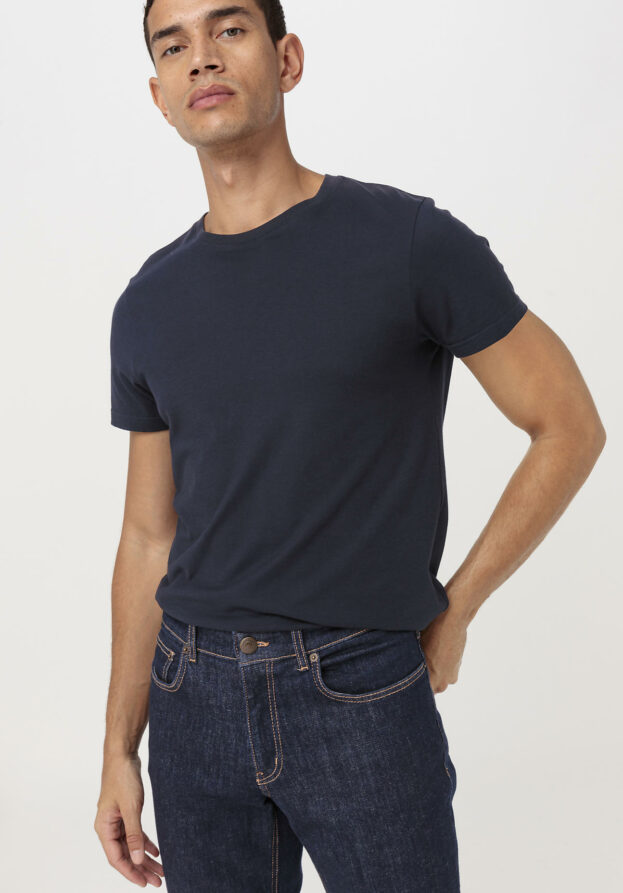 hessnatur Herren Basic T-Shirt Regular aus Bio-Baumwolle im 2er-Pack - blau - Größe 56