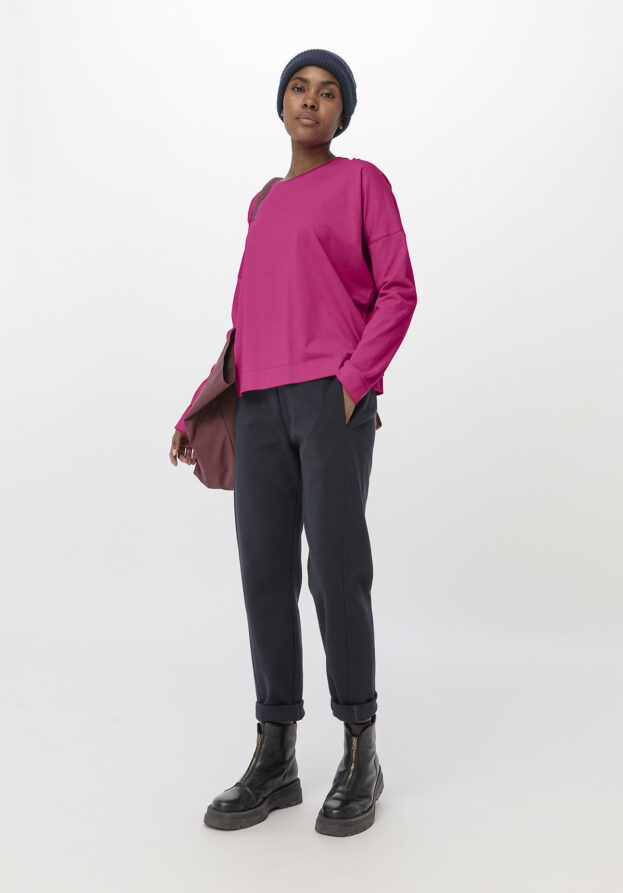 hessnatur Damen Jersey Hose Regular aus Bio-Baumwolle - blau - Größe 38