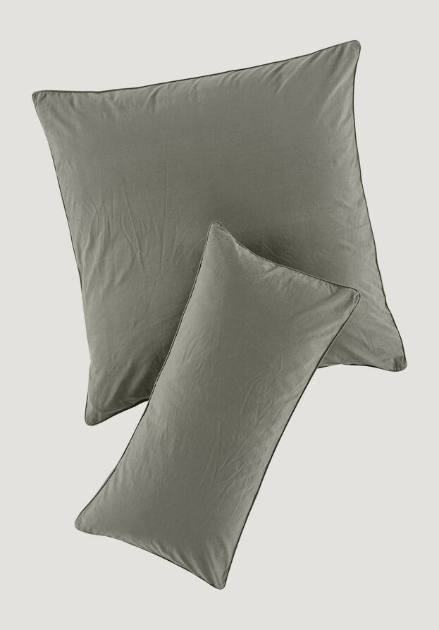 hessnatur Perkal Kissenbezug aus Bio-Baumwolle - grün - Größe 80x80 cm
