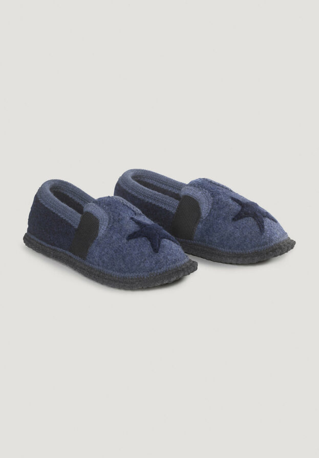 hessnatur Kinderschuhe Hausschuhe aus Schurwolle - blau - Größe 30