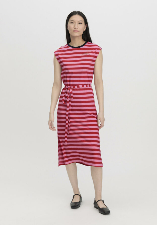 hessnatur Damen Jersey Kleid Midi Regular aus Bio-Baumwolle - rosa - Größe 40