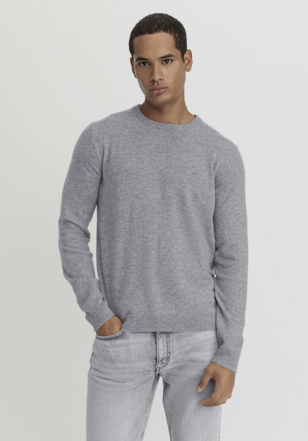 hessnatur Herren Pullover Regular aus Kaschmir - grau - Größe 46