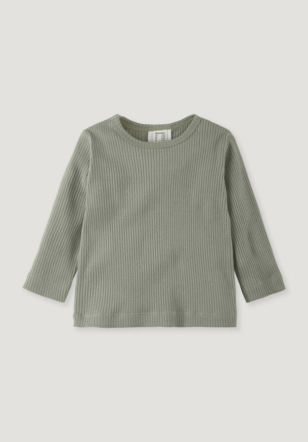hessnatur Baby Shirt Regular aus Bio-Baumwolle mit Bio-Merinowolle - grün - Größe 50/56