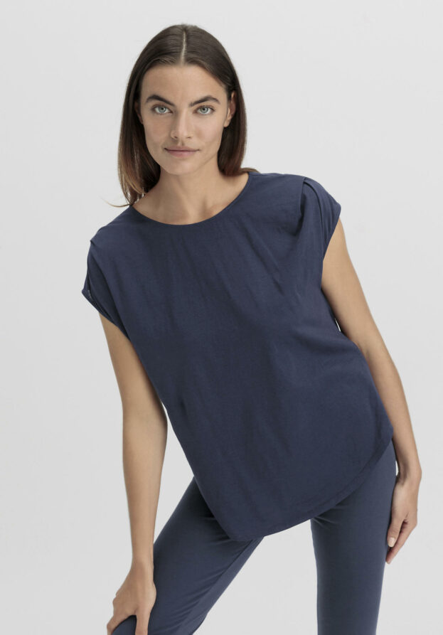 hessnatur Loungewear Shirt Relaxed ACTIVE LIGHT aus Bio-Baumwolle - blau - Größe 48