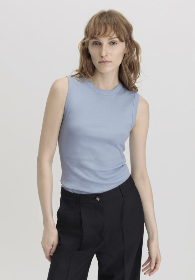 hessnatur Damen Softrib Top Fitted aus Bio-Baumwolle und TENCEL™ Modal - blau - Größe 36