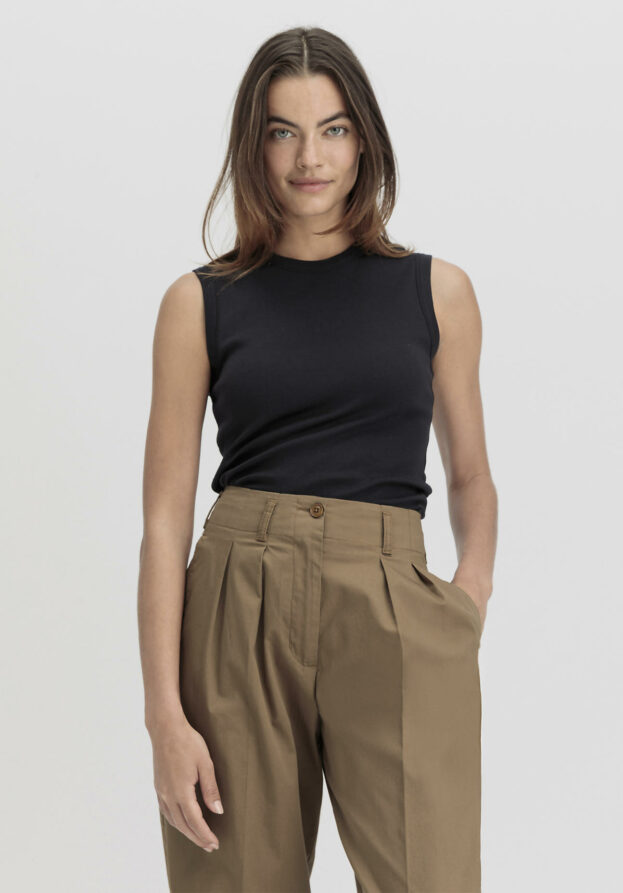 hessnatur Damen Softrib Top Fitted aus Bio-Baumwolle und TENCEL™ Modal - schwarz - Größe 40