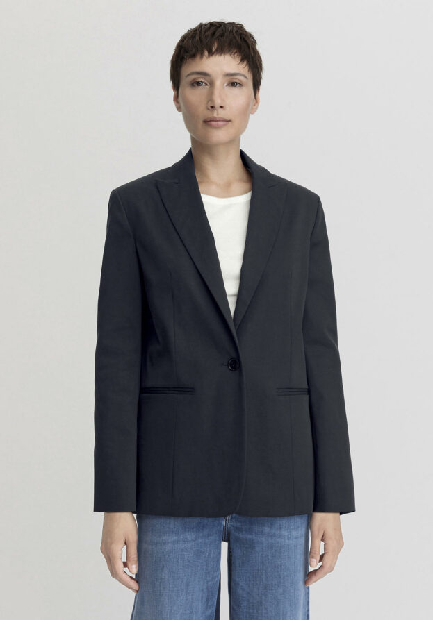 hessnatur Damen Blazer Relaxed aus TENCEL™ Lyocell mit Bio-Baumwolle - blau - Größe 38