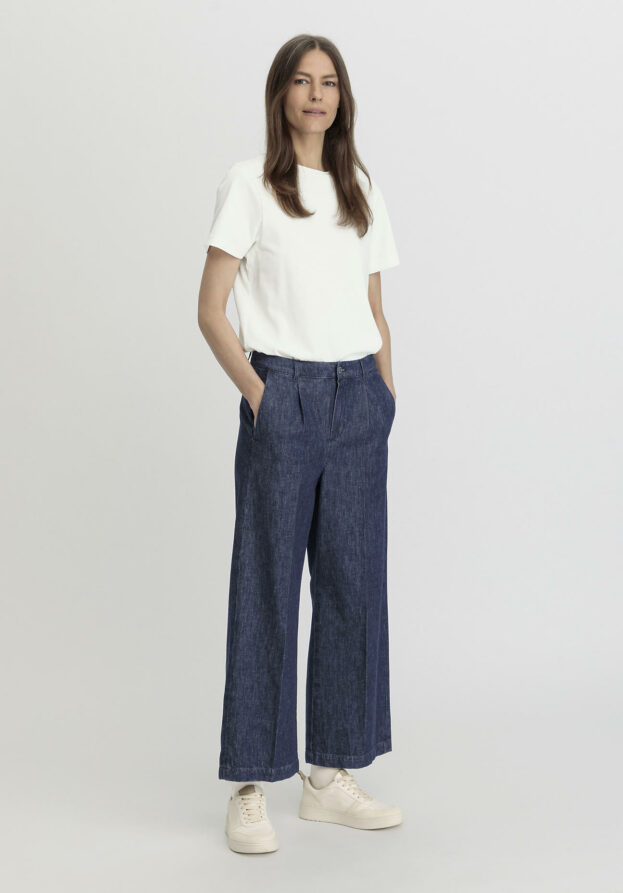 hessnatur Damen Jeans Culotte Regular aus Bio-Denim mit Kapok - blau - Größe 42