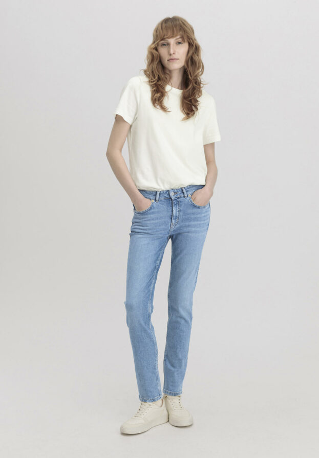 hessnatur Damen Jeans LEA Mid Rise Slim aus Bio-Denim - blau - Größe 26/30