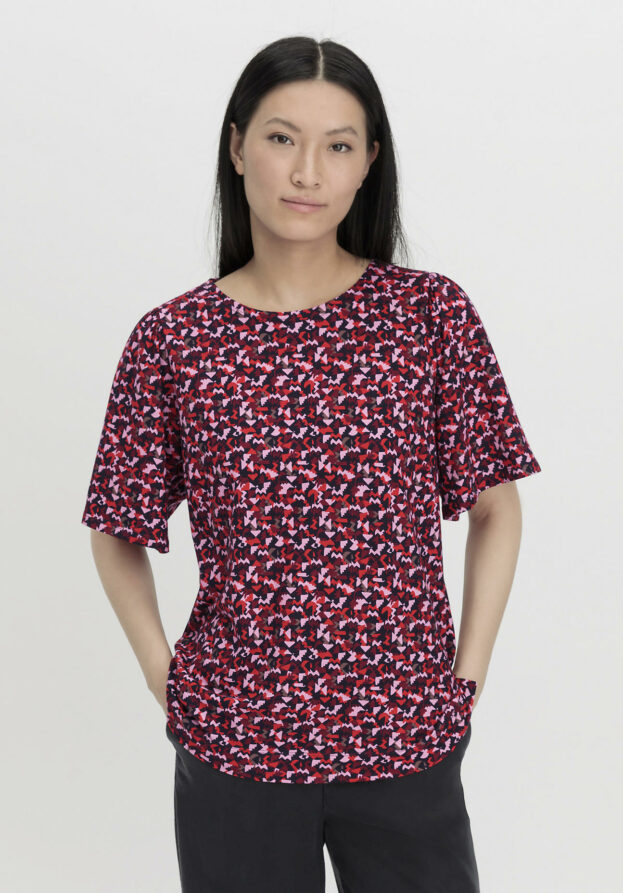hessnatur Damen Jersey Bluse Relaxed aus Bio-Baumwolle - rot - Größe 40