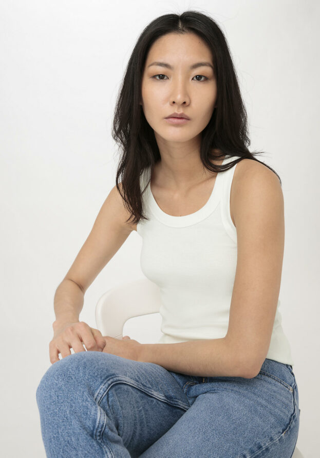 hessnatur Damen Rib Top Slim aus Bio-Baumwolle - weiß - Größe 48