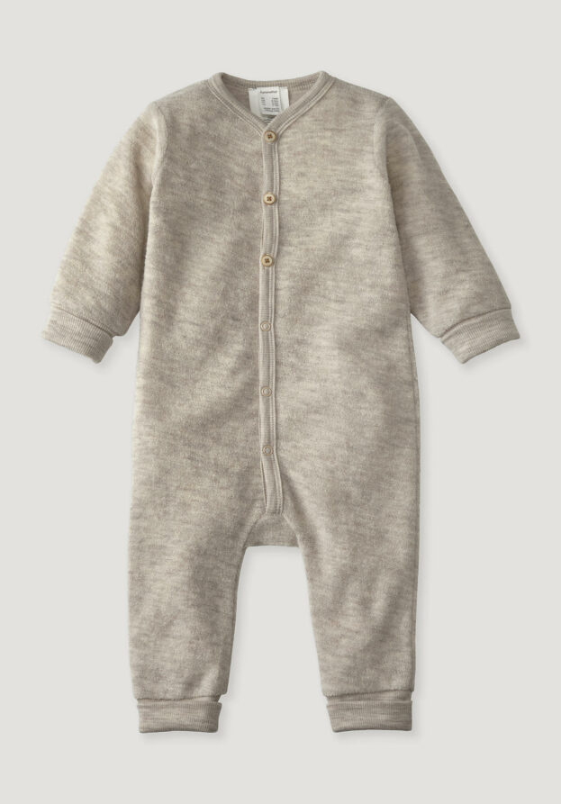 hessnatur Baby Wollfrottee Overall Regular aus Bio-Merinowolle - beige - Größe 86/92
