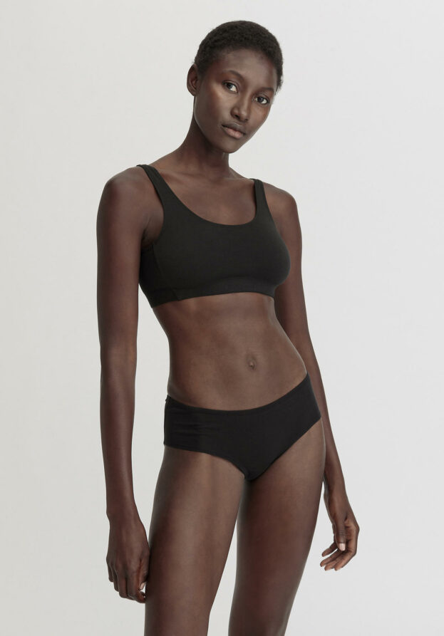 hessnatur Damen Bustier mit Softbund COTTON FEEL aus Bio-Baumwolle - schwarz - Größe 42