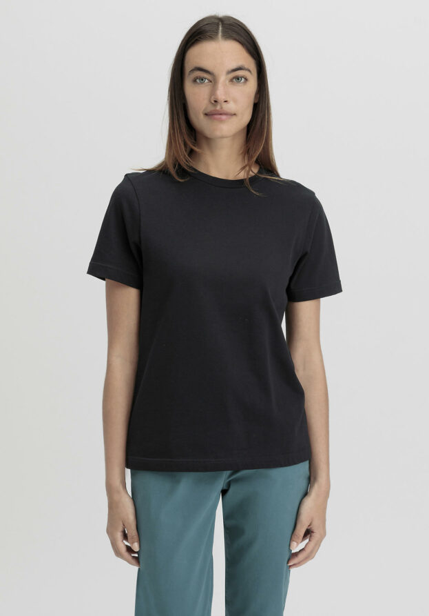 hessnatur Damen Heavy T-Shirt Relaxed aus Bio-Baumwolle - schwarz - Größe 36