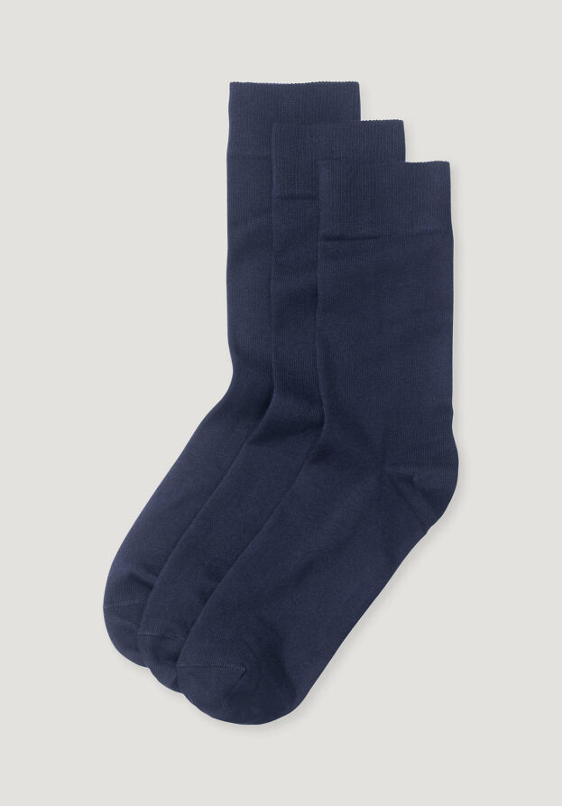 hessnatur Herren-Socken im 3er-Pack aus Bio-Baumwolle - blau - Größe 46-48