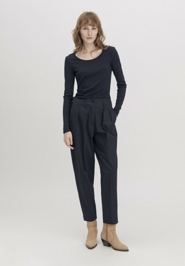 hessnatur Damen Hose Ballon Relaxed aus Bio-Baumwolle - blau - Größe 34