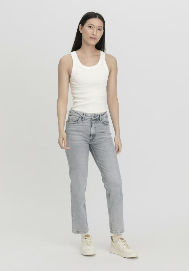hessnatur Damen Jeans BEA High Rise Straight aus Bio-Denim - grau - Größe 25/29