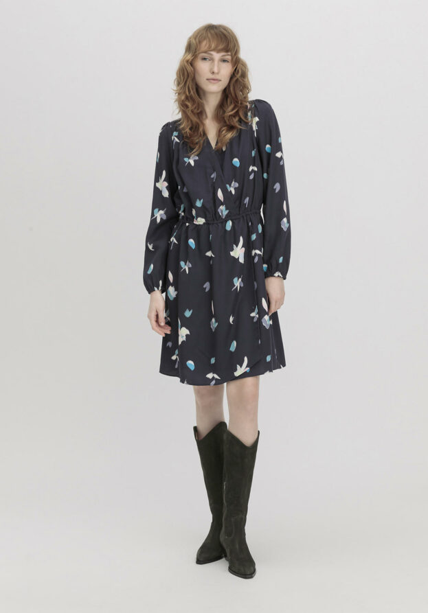 hessnatur Damen Kleid Mini Regular aus TENCEL™ Lyocell - blau - Größe 36