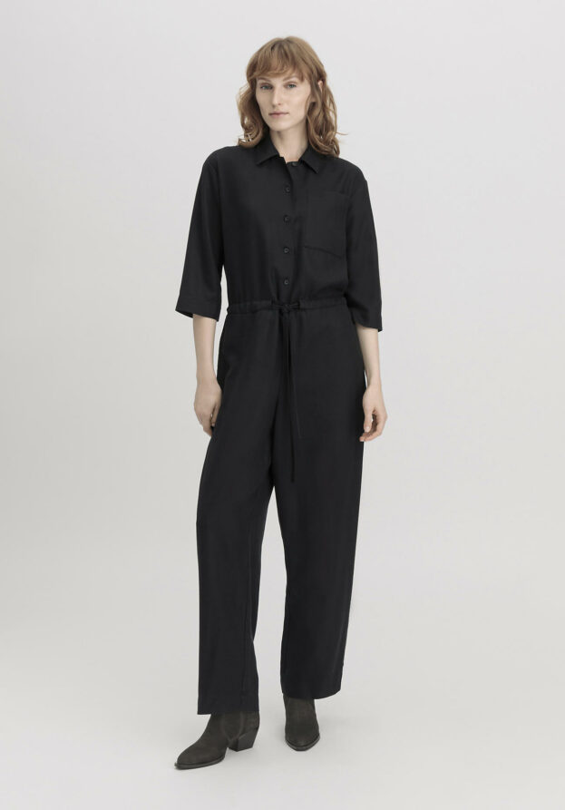 hessnatur Damen Overall Relaxed aus TENCEL™ Lyocell - schwarz - Größe 34
