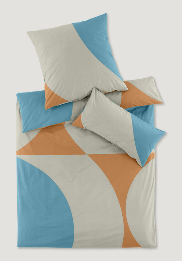 hessnatur Perkal Bettwäsche-Set VALI aus Bio-Baumwolle - blau - Größe 155x220 / 40x80 cm