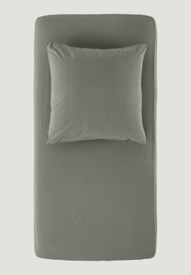 hessnatur Perkal Spannbettlaken aus Bio-Baumwolle - grün - Größe 140-160x200 cm