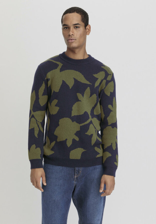 hessnatur Herren Pullover Jacquard Regular aus Bio-Baumwolle mit Bio-Merinowolle - grün - Größe 56