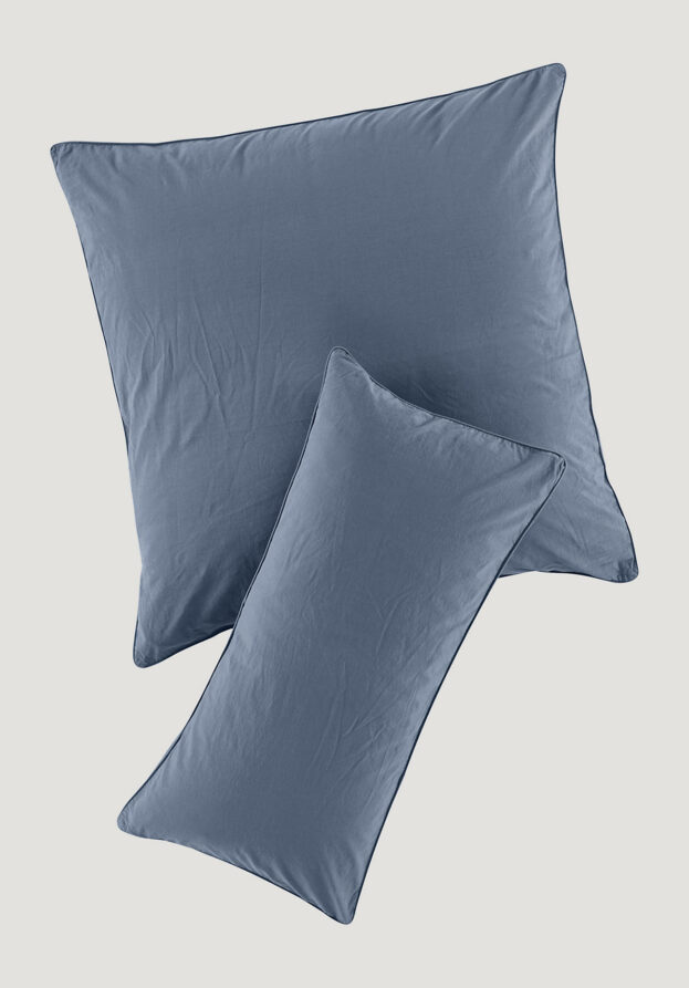 hessnatur Perkal Kissenbezug aus Bio-Baumwolle - blau - Größe 80x80 cm
