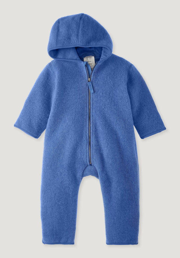 hessnatur Baby Wollfleece Overall Regular aus Bio-Merinowolle - blau - Größe 62/68