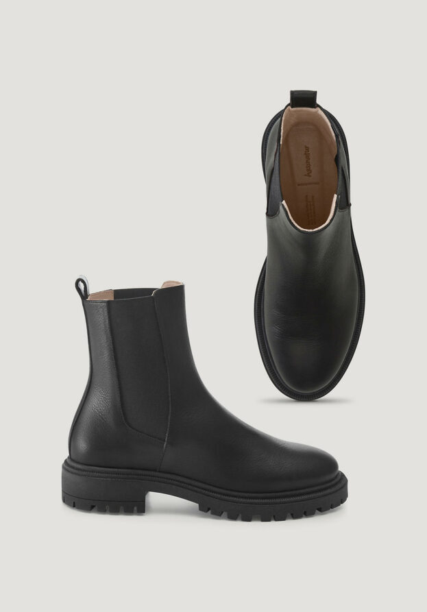hessnatur Damen Chelsea Boots aus chromfrei gegerbtem Glatt-Leder - schwarz - Größe 36