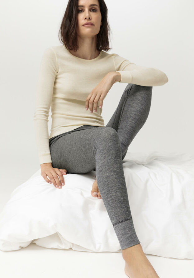 hessnatur Damen Leggings Regular Cut COTTON - MERINO - SILK - grau - Größe 40