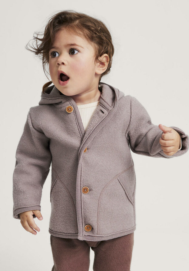 hessnatur Baby Wollwalk Jacke Regular aus Bio-Merinowolle - lila - Größe 98/104