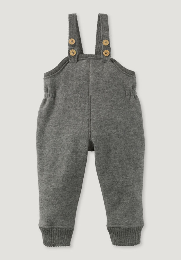 hessnatur Baby Wollwalk Latzhose Relaxed aus Bio-Merinowolle - grau - Größe 74/80