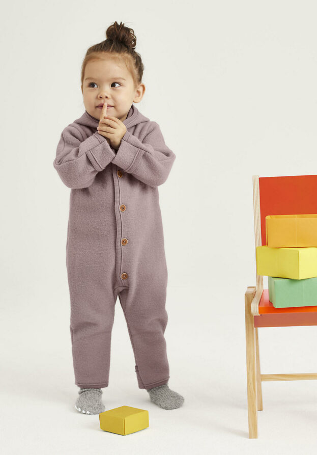 hessnatur Baby Wollwalk Overall Regular aus Bio-Merinowolle - lila - Größe 74/80