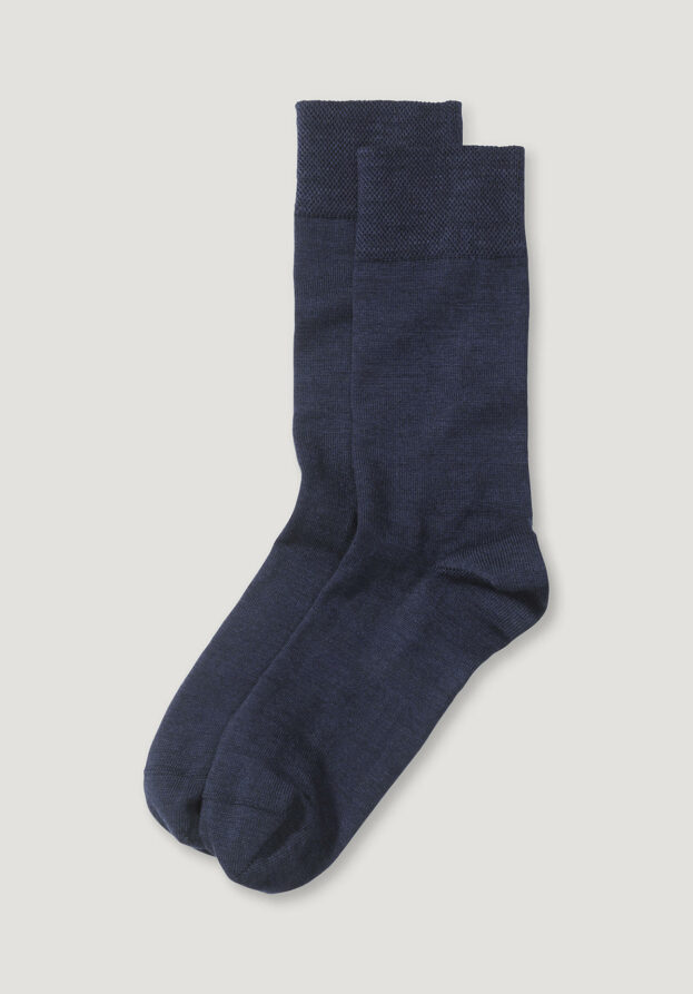 hessnatur Herren Merino-Socken im 2er-Pack aus Bio-Merinowolle mit Bio-Baumwolle - blau - Größe 46-48