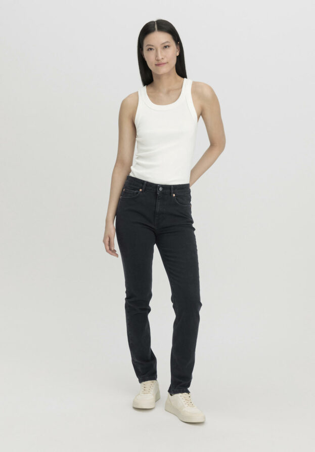 hessnatur Damen Jeans LINN High Rise Slim aus Bio-Denim - schwarz - Größe 30/30