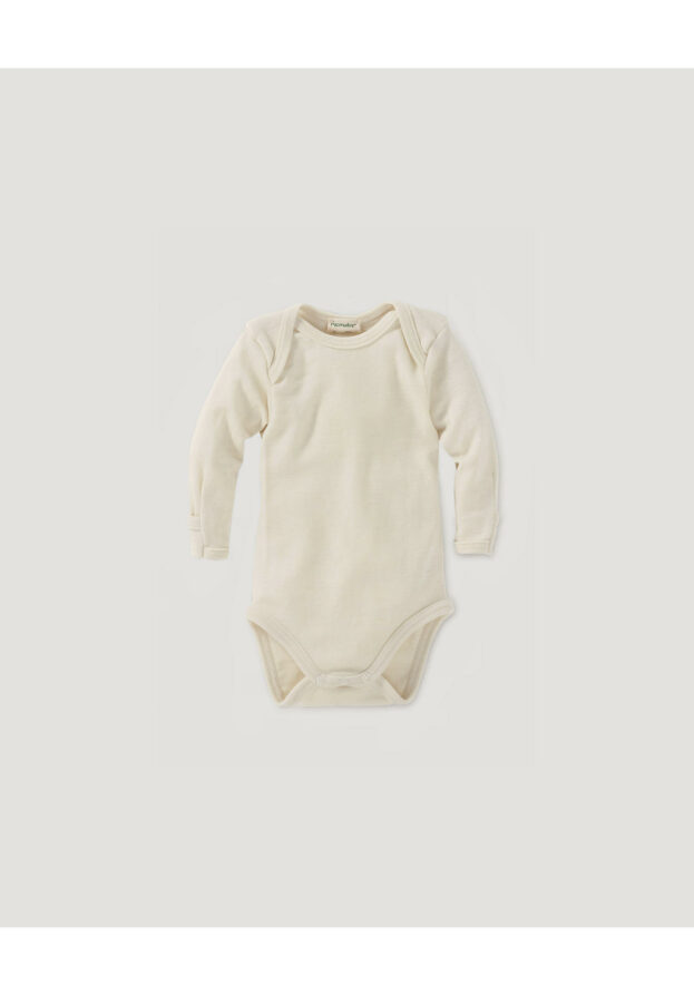 hessnatur Baby Langarmbody Slim aus Bio-Merinowolle mit Seide - natur - Größe 86/92